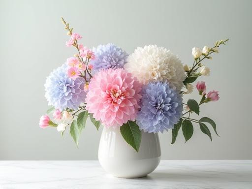 鮮やかな季節の花々を使った美しいフラワーアレンジメント